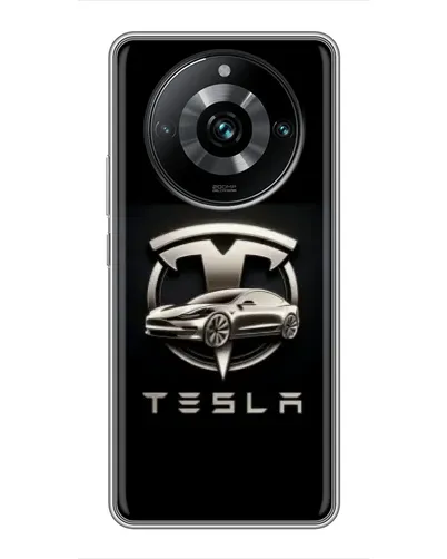 Чехол для Realme 11 Pro Plus с картинкой «Tesla — серебристое авто» Чехол для Realme 11 Pro Plus с картинкой «Tesla — серебристое авто»