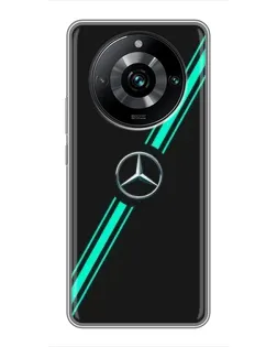 Чехол для Realme 11 Pro Plus с картинкой «Спортивные линии Mercedes» Чехол для Realme 11 Pro Plus с картинкой «Спортивные линии Mercedes»