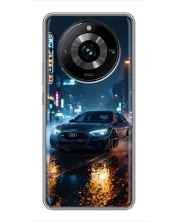 Чехол для Realme 11 Pro Plus с картинкой «Ночной город и Audi» Чехол для Realme 11 Pro Plus с картинкой «Ночной город и Audi»