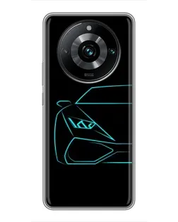 Чохол для Realme 11 Pro Plus з картинкою «Блакитний силует Lamborghini» Чохол для Realme 11 Pro Plus з картинкою «Блакитний силует Lamborghini»
