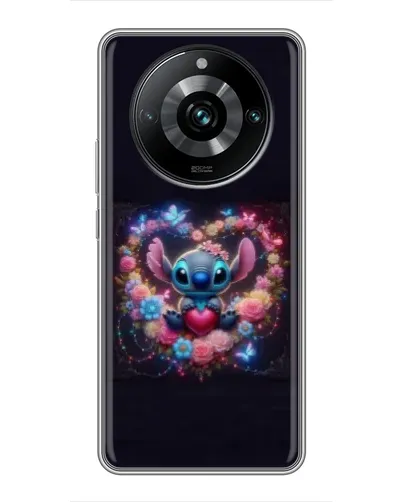 Чехол для Realme 11 Pro Plus с картинкой «Stitch в цветах» Чехол для Realme 11 Pro Plus с картинкой «Stitch в цветах»