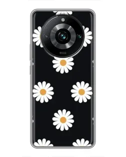 Чехол для Realme 11 Pro Plus с картинкой «Ромашки на черном»