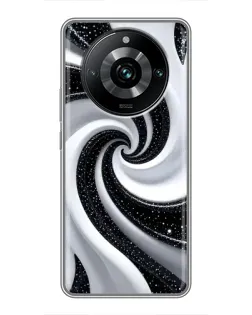 Чехол для Realme 11 Pro Plus с картинкой «Черно-белая спираль»