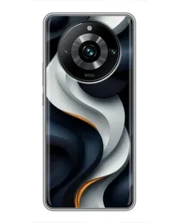Чехол для Realme 11 Pro Plus с картинкой «Объемные черно-белые ленты»