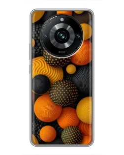 Чехол для Realme 11 Pro Plus с картинкой «Объемные оранжевые сферы»