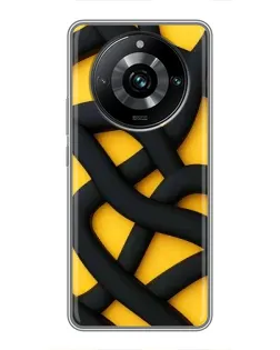 Чехол для Realme 11 Pro Plus с картинкой «Черное желтое переплетение»