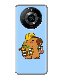 Чехол для Realme 11 Pro Plus с картинкой «Капибара на скейте»