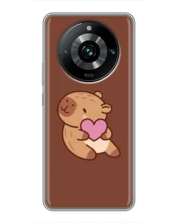 Чехол для Realme 11 Pro Plus с картинкой «Капибара с сердцем»