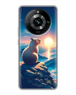 Чехол для Realme 11 Pro Plus с картинкой «Закат солнца с капибарой»