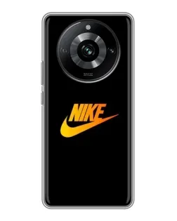 Чехол для Realme 11 Pro с картинкой «Золотой логотип Nike»