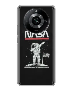 Чехол для Realme 11 Pro с картинкой «NASA — шагаем по Луне»