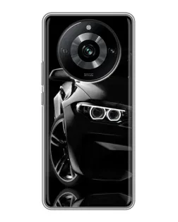 Чехол для Realme 11 Pro с картинкой «Черная BMW — профиль»