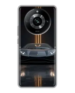 Чехол для Realme 11 Pro с картинкой «Lamborghini золотые линии»