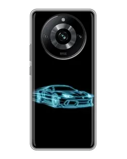 Чехол для Realme 11 Pro с картинкой «Неоновый контур Lamborghini»