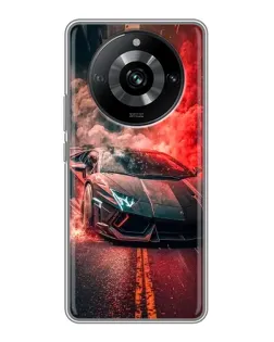 Чехол для Realme 11 Pro с картинкой «Lamborghini красный дым»