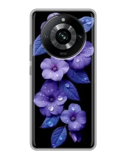 Чохол для Realme 11 Pro з картинкою «Фіолетові квіти з росою»