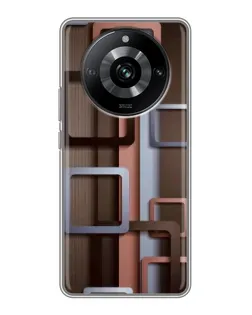 Чехол для Realme 11 Pro с картинкой «Коричневые объемные квадраты» Чехол для Realme 11 Pro с картинкой «Коричневые объемные квадраты»