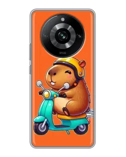 Чехол для Realme 11 Pro с картинкой «Капибара на скутере»