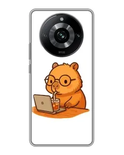 Чехол для Realme 11 Pro с картинкой «Капибара с ноутбуком»