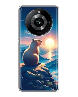 Чехол для Realme 11 Pro с картинкой «Закат солнца с капибарой»