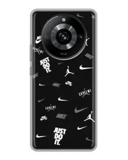Чохол для Realme 11 з картинкою «Nike Black Pattern»
