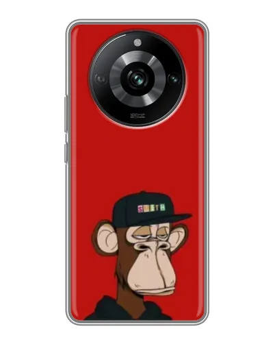 Чохол для Realme 11 з картинкою «Bored Ape — червоний фон»