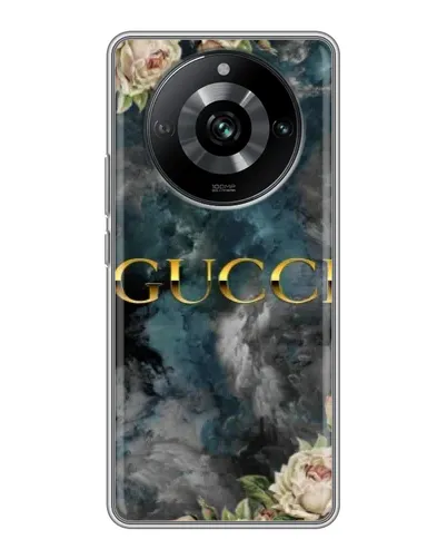 Чехол для Realme 11 с картинкой «Абстрактные цветы Gucci» Чехол для Realme 11 с картинкой «Абстрактные цветы Gucci»