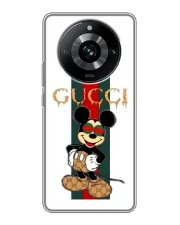 Чохол для Realme 11 з картинкою «Міккі Маус Gucci — смуги» Чохол для Realme 11 з картинкою «Міккі Маус Gucci — смуги»