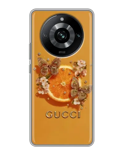 Чехол для Realme 11 с картинкой «Gucci — золотые бабочки» Чехол для Realme 11 с картинкой «Gucci — золотые бабочки»