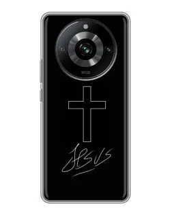 Чехол для Realme 11 с картинкой «Графический крест Jesus»