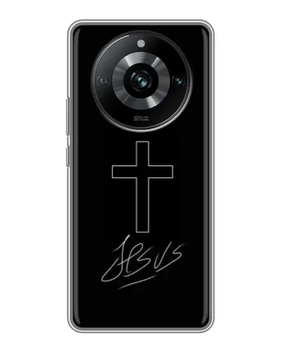 Чехол для Realme 11 с картинкой «Графический крест Jesus» Чехол для Realme 11 с картинкой «Графический крест Jesus»