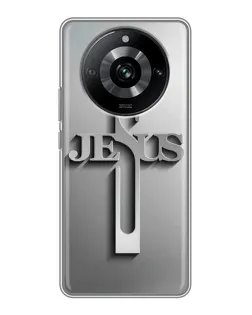 Чехол для Realme 11 с картинкой «Металлический крест Jesus»
