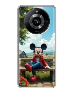 Чехол для Realme 11 с картинкой «Микки на скамейке»