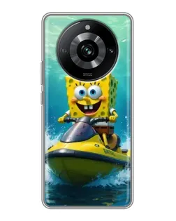 Чехол для Realme 11 с картинкой «Спанч Боб на гидроцикле»