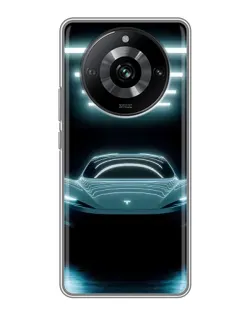 Чохол для Realme 11 з картинкою «Tesla в неоні»