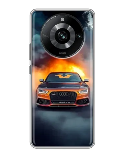 Чехол для Realme 11 с картинкой «Audi в огненном дыму»