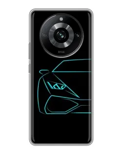 Чохол для Realme 11 з картинкою «Блакитний силует Lamborghini»