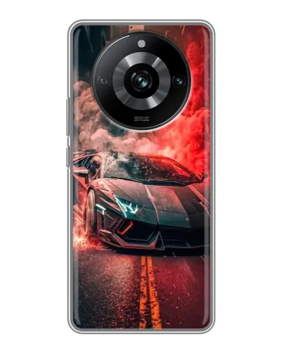 Чохол для Realme 11 з картинкою «Lamborghini червоний дим»