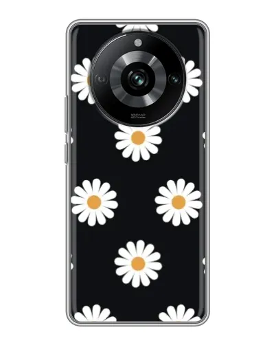 Чохол для Realme 11 з картинкою «Ромашки на чорному»