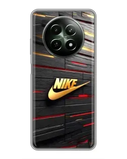 Чехол для Realme 12 5G с картинкой «Золотой Nike на металле»