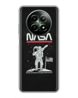 Чехол для Realme 12 5G с картинкой «NASA — шагаем по Луне»