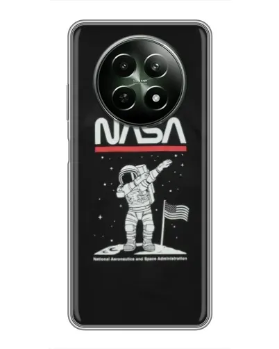 Чехол для Realme 12 5G с картинкой «NASA — шагаем по Луне»