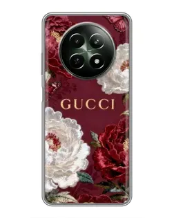 Чехол для Realme 12 5G с картинкой «Gucci — бордовые розы»