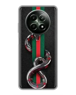 Чехол для Realme 12 5G с картинкой «Gucci — змея на полосе»