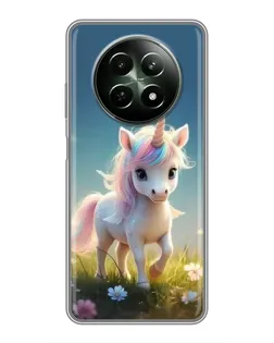 Чехол для Realme 12 5G с картинкой «Единорог на поляне»
