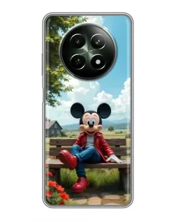 Чехол для Realme 12 5G с картинкой «Микки на скамейке»