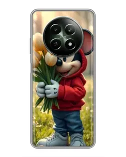 Чехол для Realme 12 5G с картинкой «Микки с тюльпанами»