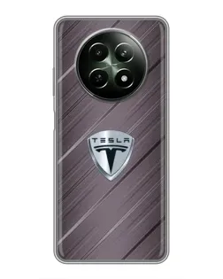 Чехол для Realme 12 5G с картинкой «Металлическая текстура Tesla»