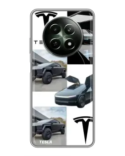 Чехол для Realme 12 5G с картинкой «Коллаж Cybertruck Tesla»