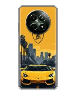 Чехол для Realme 12 5G с картинкой «Желтый Lamborghini город» Чехол для Realme 12 5G с картинкой «Желтый Lamborghini город»